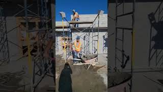 SHOVELING MORTAR/MUD up 2 Scaffalds  speed masonry Block work #masonry#construction#blocklaying