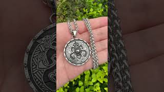 Viking wolf pendant necklace stainless steel