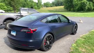 Tesla fully wrapped in KPMF matte Dark blue