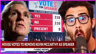 House Votes To Remove Kevin McCarthy As Speaker | HasanAbi reacts