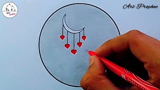 Circle Drawing - Beautiful Moonlight Red Heart Drawing❤️