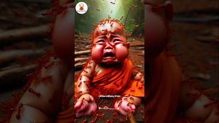 So cute little monk cute baby with ants 😭 #shorts #cute #baby