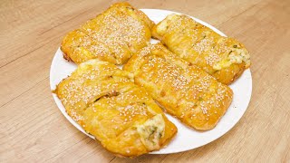 Хрустящие слойки с сыром и беконом в духовке