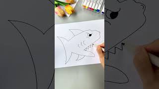 Draw a shark with your palm. Come play with your big and small babies.