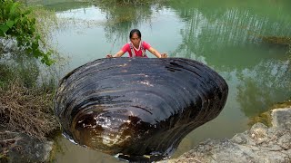 There are a lot of big pearls in the river clams, and they came back with a full load today