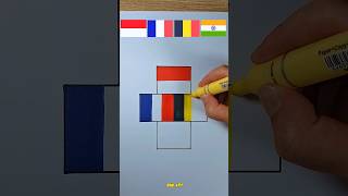 4 negara dengan warna bendera kebanggaan nya indonesia+france+belgium+india #flag #art #drawing