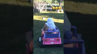 Friend driving Barbie Jeep🤣🤣🤣