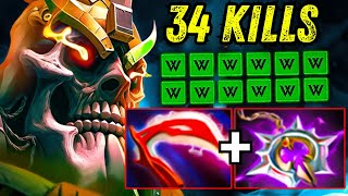 Insane Burst Damage Wraith King Desolator + Nullifier + Moon Shard One Shot 34Kills Dota 2