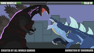 Zilla Jr vs. Shin Godzilla with healthbars | Fight Animation