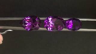 Rwandan amethyst (oval 7.8 ct, pear 6.4 ct, oval 4.2 ct)