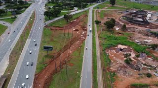 Drone mostra obra dos novos acessos na EPTG