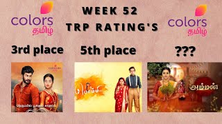 WEEK 52 COLOR'S TAMIL SERIAL'S TRP RATING'S | COLOR'S TAMIL | VIDEO'S WORLD | TAMIL | 2022