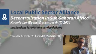 Decentralization in Sub-Saharan Africa: PFM and service delivery (Andrew Lawson)