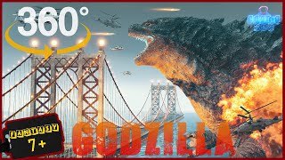 Terrifying Godzilla 360 vr video. Helicopter Chase part 2