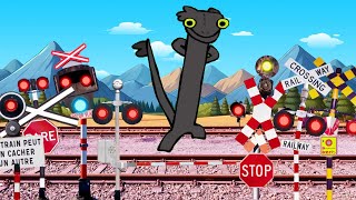 【 踏切アニメ 】 歯のないダンスミームと踏切 😂😂😂 Toothless Dancing Meme and Railroad Crossing!!