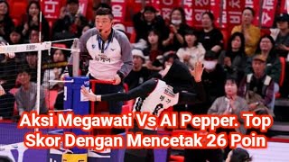 Aksi Megawati Vs AI Pepper. Top Skor dengan Mencetak 26 Poin. Red Sparks 3 - AI Pepper 2