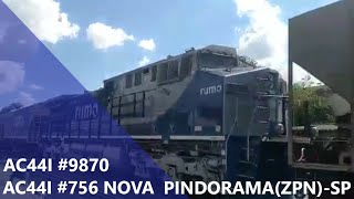 Trem graneleiro carregado passando por Pindorama(ZPN)-SP e Santa Delia(ZSD)-SP.