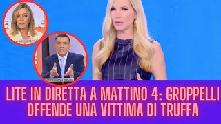 Lite in diretta a Mattino 4  Groppelli offende una vittima di truffa