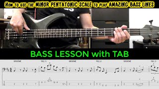 BASS Pentatonic Scale Fills LESSON TUTORIAL with TAB | How To Play ELECTRIC BASS