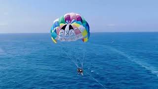 Parasailing drone footage from Aris Water Sports