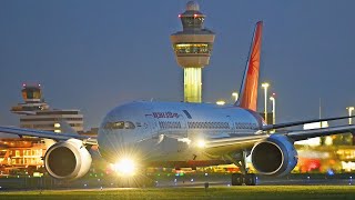 [4K] 27 HEAVY TAKOFFS at NIGHT ✈️🌕 - Plane Spotting at Schiphol Airport