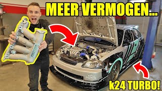 "RACE INLAAT" monteren op Mijn k24 TURBO Honda! |600Pk project gaat DOOR!