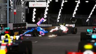 🚥💥 START CRASH at Singapore GP | rFactor 2