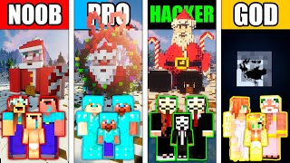 Minecraft Battle: SANTA CLAUS HOUSE BUILD CHALLENGE - NOOB vs PRO vs HACKER vs GOD