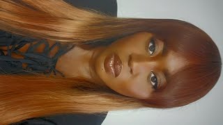 Glueless & Affordable Honey Blonde Ombre🔥🔥  Human Hair Straight Bang Wig in 24 inches