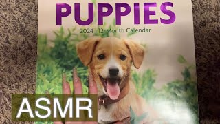 ASMR | 2024 DOG CALENDAR | PAGE TURNING AND RAMBLING | BACKGROUND NOISE | WHITE NOISE FOR SLEEP