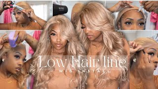 How to install a wig on a Low Hairline| ASH BLONDE WIG  ft. ARABELLA HAIR