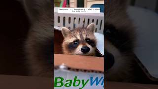 This little raccoon was rescued and is being raised in a loving family. #animalshorts