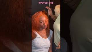 Wig Installation🧡: Custom Orange Hair *Water Wave* |I PlayGirlStyle #Shorts