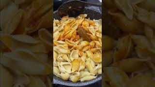 Pasta with Seekh Kabobs#conchiglie#shells#kabab#garlicpasta#easyrecipe#redsaucepasta#short