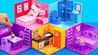 DIY Miniature House #46 With 5 Rooms for Hello Kitty, Frozen, Puppy Dog and Unicorn From Cardboard