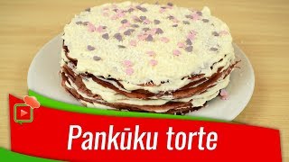 Pankūku torte ar maskarpones un putukrējuma krēmu