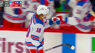 Artemi Panarin Hat Trick Fans Throw Hats on Ice | Rangers vs Red Wings 2024 NHL Highlights