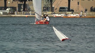 Int. Dragon - weedless RC Sailboat 1m - in 4 Bft on a busy lake