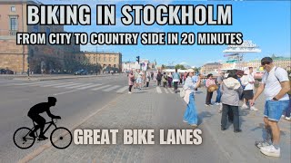 Biking in Stockholm Sweden. To Country side in 20 minutes and great Bike lanes. Cykla i Stockholm