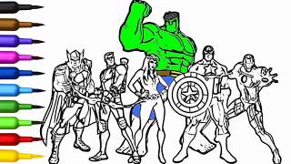 Marvel Avengers Big Coloring | Superheroes Avengers Team Coloring Page