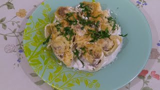 Рожки фаршированные мясным фаршем.