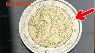 ITALY 2 EURO 2019 ERROR COIN WORTH 62,000$!!!