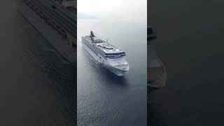 Aerial Cruise Shot of a Cruise Ship Sailing