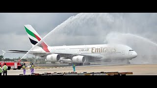 emirates a380 inaugural flight to sri lanka.Emirates.A380 makes maiden Lankan flight