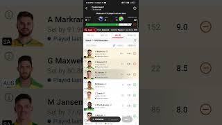 AUS vs SA 10th World Cup 2023 Match ! fantasy team 💥🔥❣️♥️.        #dream #fantasyteam