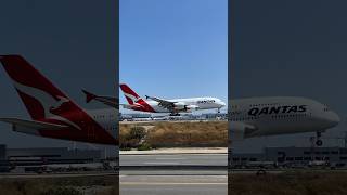 Qantas Airbus A380 landing at LAX runway 24R #aviation #planespotting #losangeles