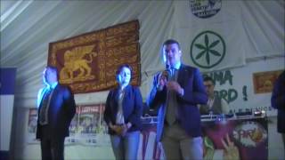 Lonigo, saluti di Erik Pretto dal palco festa provinciale della Lega Nord Vicenza 9 aprile 2017