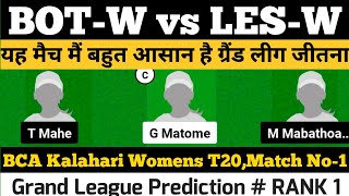 BOTW VS LESW ||BOTW VS LESW DREAM11 PREDICTION ||KALAHARI WOMEN'S T20I#KALAHARIWOMENST20I#BOTWVSLESW