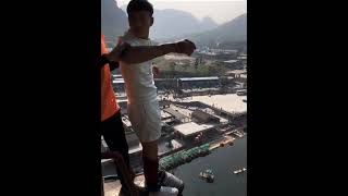 Bungee Jumping With Rope In Beautiful Place