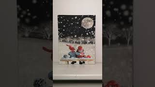 FB00363 / 322720 40cm x 30cm Fire Optic Christmas Wall Art Winter Friends Scene with Timer